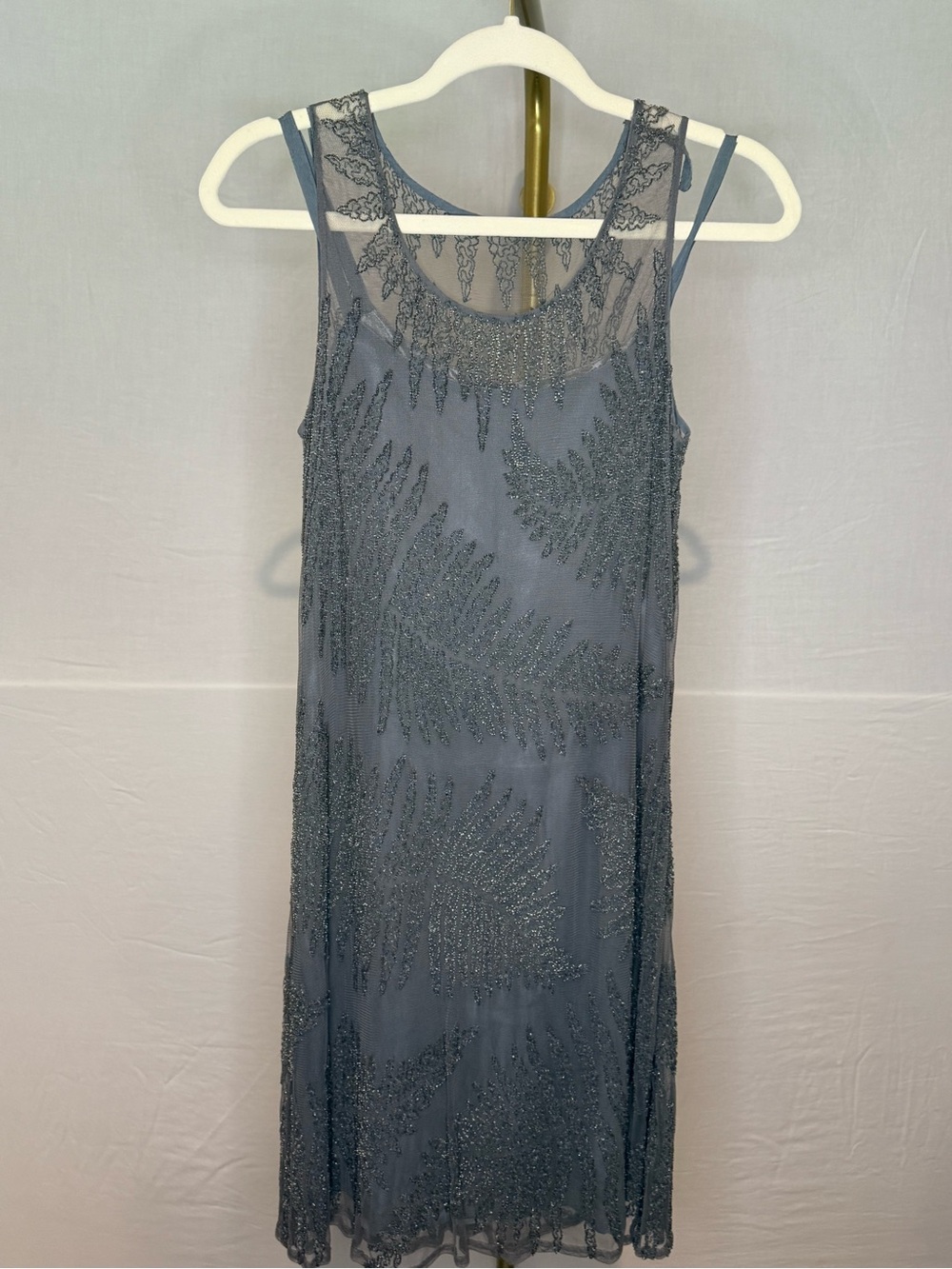 Papell Boutique Navy Beaded Sheath Dress